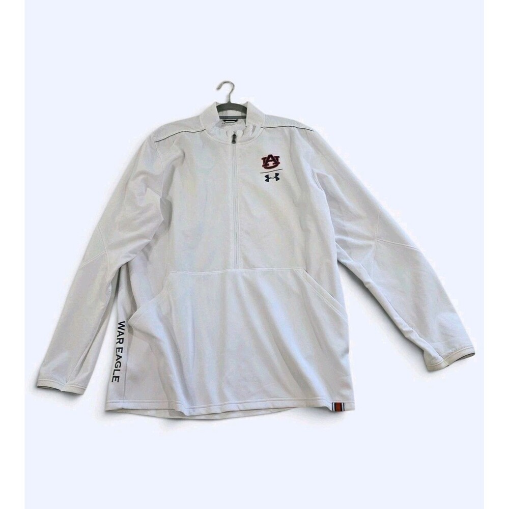 Under Armour Auburn White 1/4 Zip Pullover War Eagle Sideline Jacket Men's L